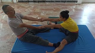 Adductor muscles gracilis muscles inner thigh stretching by Master Yuki [upl. by Dagmar503]