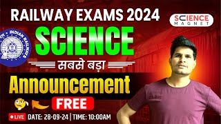 Railway Exams 2024 🎯 Science का सबसे बड़ा Announcement by Neeraj Sir  28 Sept at 10 AM 🔴 Live [upl. by Enak]