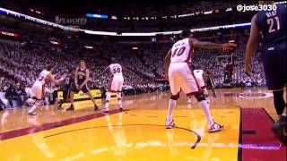 Udonis Haslem Flagrant Foul on Tyler Hansbrough  Pacers  Heat 2012 NBA Playoffs [upl. by Qerat]