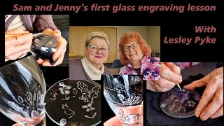 Glass engraving  beginners in their first lesson [upl. by Aldric]