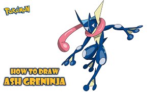 How to Draw Ash Greninja  Pokemon easy drawing [upl. by Emogene]