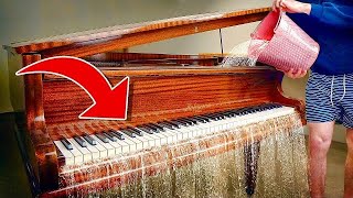 Entire piano filled with water sounds UNREAL [upl. by Katrinka]