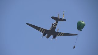 Jump From C47 Dakota above Wolfheze Operation Market Garden 18 sept 2024  Parachute Group Holland [upl. by Oos]