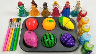 Satisfying Video  DIY How to make Rainbow Slime Candy Frozen Elsa Disney Princess Cutting ASMR [upl. by Anibur]