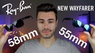 RayBan New Wayfarer Size Comparison 55mm vs 58mm [upl. by Ahsetra397]