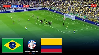 🔴LIVE  BRAZIL vs COLOMBIA I COPA AMERICA 2024  MATCH LIVE TODAY  REALISTIC PES [upl. by Aneehta]