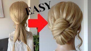 Easy chignon hairstyle  quick low chignon [upl. by Orbadiah]