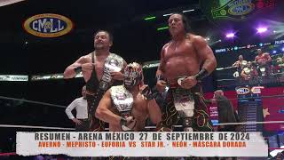 CMLL  AVERNO  MEPHISTO  EUFORIA VS STAR JR  NEÓN  MÁSCARA DORADAARENA MÉXICO  270924 [upl. by Aicella746]