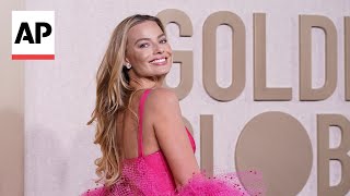 Golden Globes 2024 fashion Margot Robbie Timothée Chalamet Selena Gomez and more [upl. by Arikahc182]