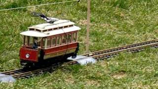 bachmann g scale trolley operating on overhead catenary [upl. by Nibla]