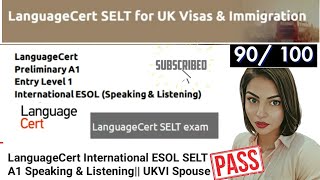 LanguageCert International ESOL SELT A1 Speaking amp Listening UKVI Spouse Visa Test  2023 Test 1 [upl. by Atterehs393]