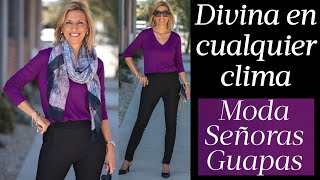 Como vestir divina en cualquier clima moda para mujeres de 50 años en adelante [upl. by Leahcin876]