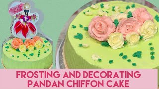 Decorating Pandan chiffon cake [upl. by Cassey]