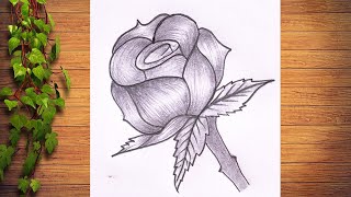 Rose Drawing Easy🌹 How to Draw a Rose step by step [upl. by Wu]