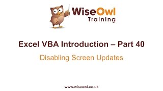 Excel VBA Introduction Part 40  Disabling Screen Updates [upl. by Lisle587]