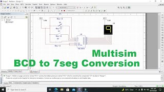 bcd to seven segment conversion in multisim  simulation of 74LS47 bcd to 7 segment conversion [upl. by Atimad]