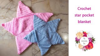 Free crochet pattern star shaped pocket baby blanket [upl. by Aiciles]