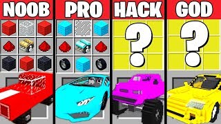 Minecraft Battle SUPER CAR CRAFTING CHALLENGE  NOOB vs PRO vs HACKER vs GOD  Minecraft Animation [upl. by Ury]