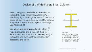 STDN101104190 Design a steel column for the given loads and conditions as per AISC 36022 [upl. by Roosevelt]