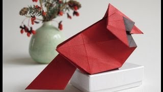 How to Fold a Christmas Cardinal Bird  Cardenal de Navidad [upl. by Eneluj365]