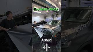 Wrapping this Escalade in satin rock grey metallic 👌🏼💯 asmr asmrsounds wrap carwrap escalade [upl. by Nifares]