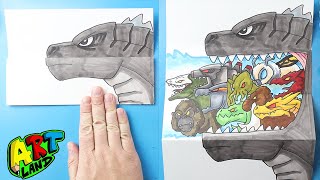 How to Draw Godzilla x Kong vs Shimo x Skar King Surprise Fold [upl. by Raul]