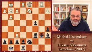 5 Minutes with GM Ben Finegold Krasenkow vs Nakamura Barcelona 2007 [upl. by Yendic]