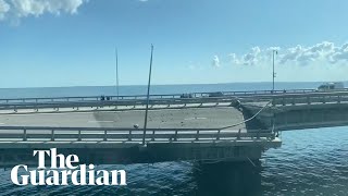 Crimea bridge appears damaged amid reports of explosions [upl. by Moyer533]