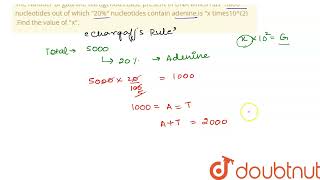 The number of guanine nitrogenous base present in DNA which has 5000 nucleotides out of which 20 [upl. by Ykcim821]