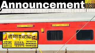 Announcement of Okha Banaras Superfast Express at Kota Junction [upl. by Ademordna]