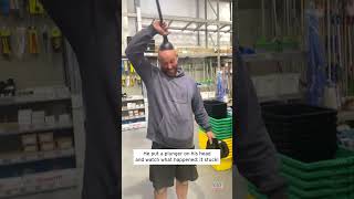 Toilet Plunger Gets Stuck on Mans Head shorts [upl. by Notsud]