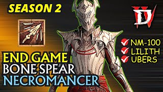 Diablo 4 BEST Necromancer Build Season 2  Bone Spear END GAME [upl. by Ave]