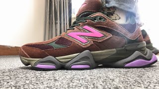 New Balance 9060 Rich OakBurgundy Sneakers HD On Feet [upl. by Drews568]