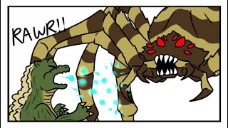 Godzilla Heisei Era  Godzilla Jr VS Kumonga The Giant Spider Godzilla Comic Dub [upl. by Avi]