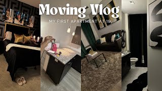 Moving into my first apartment at 19  FULLY FURNISHED  unpacking  decorating  more [upl. by Neyu]