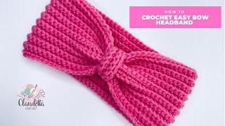 CROCHET easy BOW HEADBAND  Beginners [upl. by Ragland]