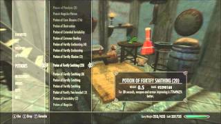 Skyrim Creating Highlevel Fortify Enchanting and Blacksmithing Potions [upl. by Sihun281]