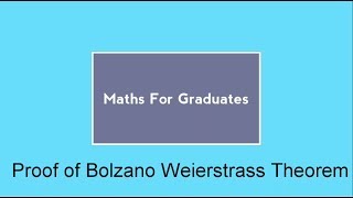 Proof of Bolzano Weierstrass Theorem [upl. by Fisoi]