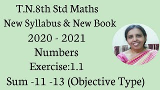 TN8th Std Maths Exercise11 Sum  11  13   Numbers chapter1 [upl. by Lladnor337]