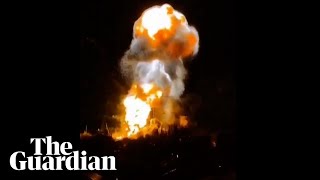 Moment Ukrainian airstrike hits Russian warship in Crimea [upl. by Lehman]