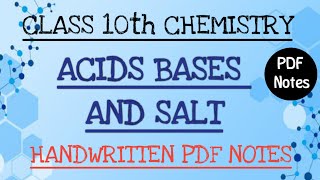 Acid Bases and Salt class 10 Science hand Notesl Full explanation NCERT best notes class 10 Science [upl. by Delcina946]