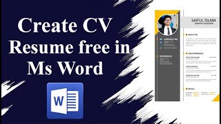 How to Create a professional CVResume for Free in Ms Word  Best Cv Design in Ms Word Bangla [upl. by Kanor164]