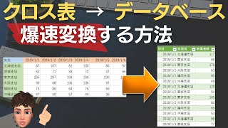 【Excel講座】クロス表を爆速でデータベース型へ変換する方法について解説します！ [upl. by Llecrup]