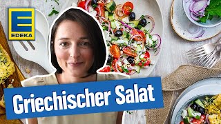 Griechischer Salat Rezept I Der Salatklassiker mit Knoblauchbaguette  EDEKA [upl. by Letnoj]