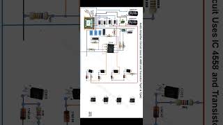 Audio amplifier circuit Uses IC 4558D amp Transistor TIP41C amp TIP42C [upl. by Bunny]