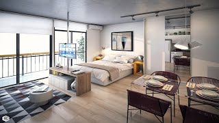 STYLISH 100 MODERN STUDIO APARTMENT DESIGN IDEAS  HOW TO MAXIMIZE APARTMENT SPACE FOR COZY HOME [upl. by Jamin]