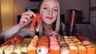 EATING  Сушироллы мидии лосось  Sushirolls mussels salmon не MUKBANG [upl. by Nawud]