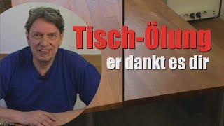 Möbel ölen  Holztisch mit Olivenöl behandeln ganz einfach  Holzpflege  Möbelpflege  DIY [upl. by Ackerley121]