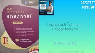 2023 Test Toplusu düzbucaqlı üçbucaq Pifaqor teoremi dim maths arithmetic riyaziyyat maths [upl. by Oralie]