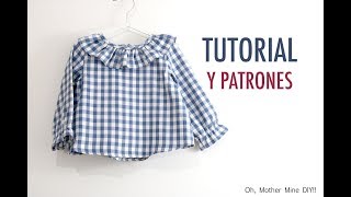 Patrones blusa cuadros de niños con volante gratis hasta talla 3 años [upl. by Heigho]